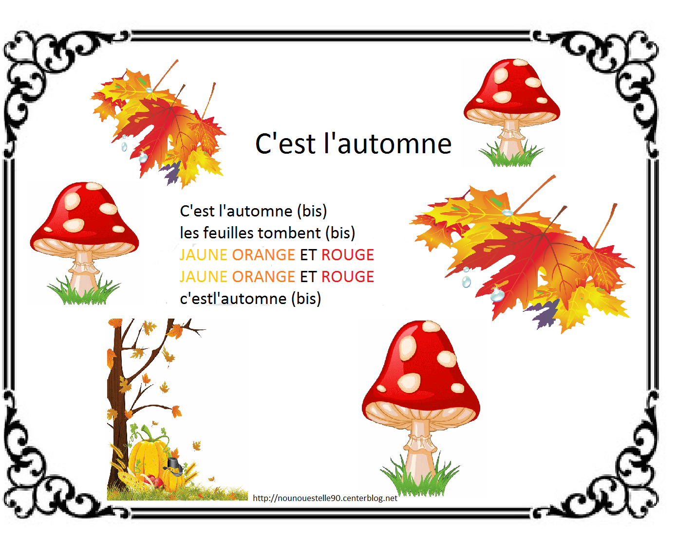 Chanson C'est L'automne Les Feuilles Tombent comptines automne